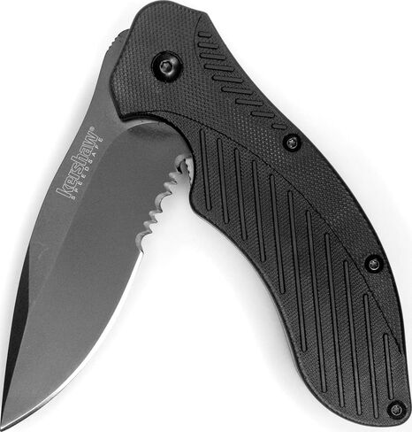 Kershaw Clash Pocket Knife, Black | 3.1 Inch Steel Drop Point Partially Serrated Blade, Assisted Opening, Reversible Clip, For Men and Women in Saudi Arabia