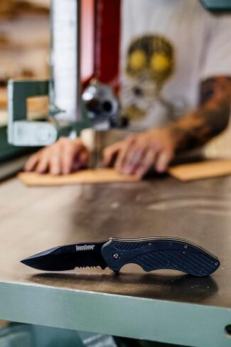Kershaw Clash Pocket Knife, Black | 3.1 Inch Steel Drop Point Partially Serrated Blade, Assisted Opening, Reversible Clip, For Men and Women in Saudi Arabia