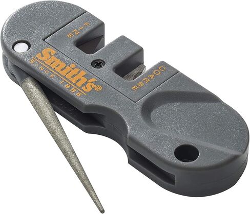 Smith's PP1 Pocket Pal Knife Sharpener Preset Carbide & Ceramic Stone Sharpeners Fold-Out Diamond Coated Rod Outdoor Hunting Knife & Hook Sharpener, Handheld, Compact, Lightweight, Multiuse in Saudi Arabia