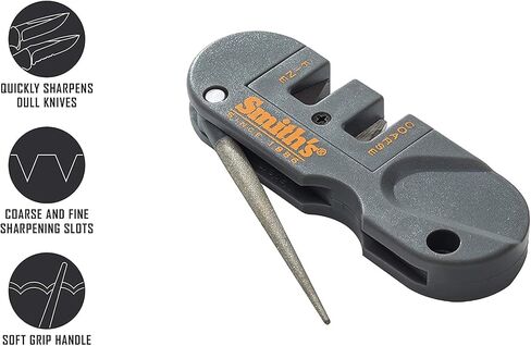 Smith's PP1 Pocket Pal Knife Sharpener Preset Carbide & Ceramic Stone Sharpeners Fold-Out Diamond Coated Rod Outdoor Hunting Knife & Hook Sharpener, Handheld, Compact, Lightweight, Multiuse in Saudi Arabia