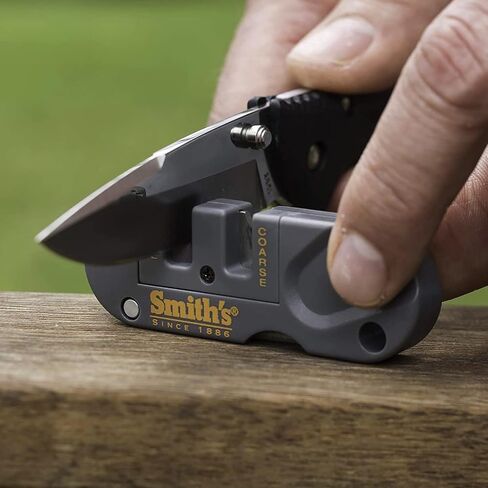 Smith's PP1 Pocket Pal Knife Sharpener Preset Carbide & Ceramic Stone Sharpeners Fold-Out Diamond Coated Rod Outdoor Hunting Knife & Hook Sharpener, Handheld, Compact, Lightweight, Multiuse in Saudi Arabia