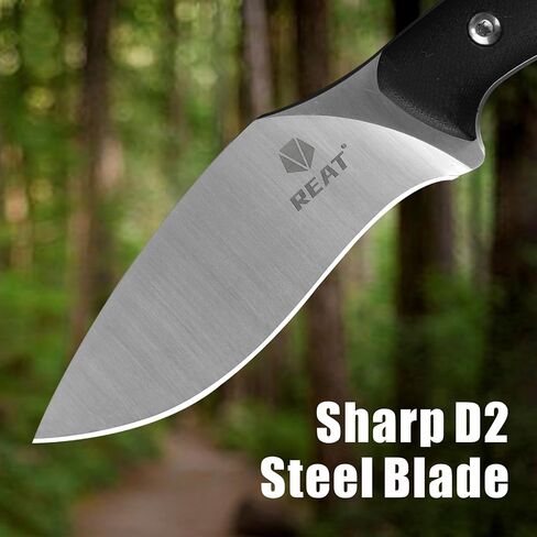 REAT Fixed Blade Knife with Kydex Sheath,4" D2 Steel Blade,Ergonomic G10 Handle for EDC Hunting Camping Utility Knife,Gifts for Men,Women in Saudi Arabia