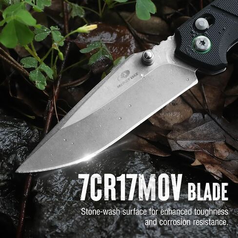 Mossy Oak Folding Pocket Knife, 4" Stonewash Stainless Steel Blade | EDC Knife, G10 Handle with Axis Lock & Pocket Clip, Small Tactical Survival Knife, For Hiking, Hunting, Outdoor in Saudi Arabia