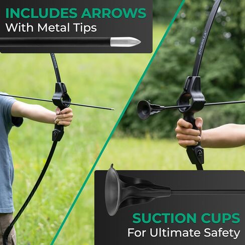 BOWRILLA® Bow and Arrow for Kids Ages 6+ | Beginner Archery Set with Aim Guide, 6 Carbon Hybrid Arrows & 3 Targets | 3-Piece Take-Down Recurve Youth Bow for Left & Right Handers in Saudi Arabia