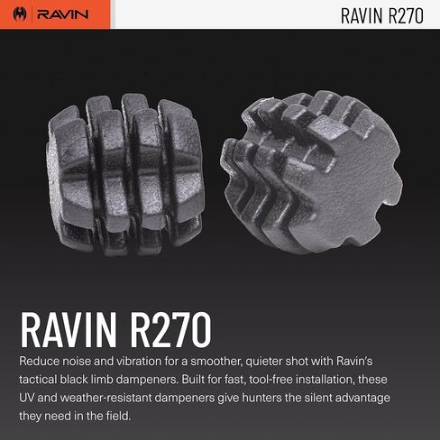 RAVIN Crossbow Limb Vibration Dampeners 2-Pack | Tactical Solid Black Rubber Inserts - Drastically Reduces Shooting Noise - Absorbs Residual Limb Twang in Saudi Arabia
