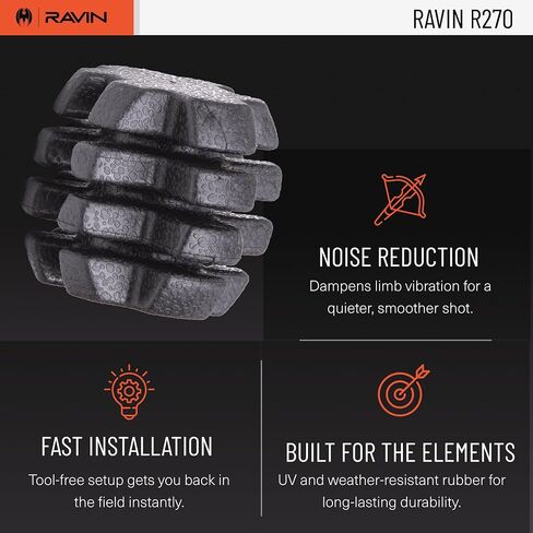 RAVIN Crossbow Limb Vibration Dampeners 2-Pack | Tactical Solid Black Rubber Inserts - Drastically Reduces Shooting Noise - Absorbs Residual Limb Twang in Saudi Arabia