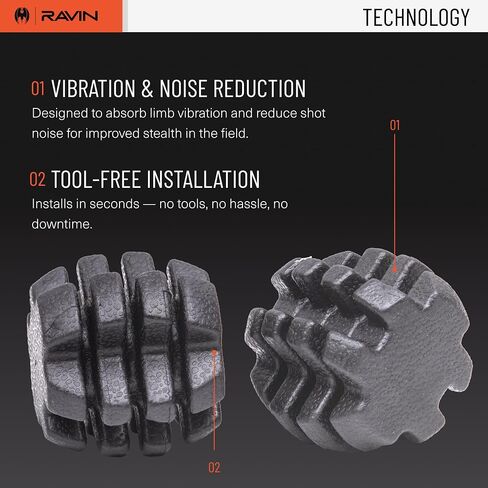 RAVIN Crossbow Limb Vibration Dampeners 2-Pack | Tactical Solid Black Rubber Inserts - Drastically Reduces Shooting Noise - Absorbs Residual Limb Twang in Saudi Arabia