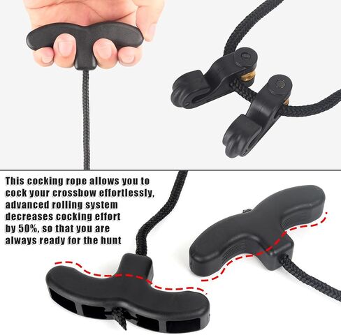 Crossbow Cocking Rope, 63" Crossbow Pull Cord Device Double Handle | Crossbow Drawstring Booster Clip Rope Cocker String Puller Tool Archery Bow Hunting Tools Accessories in Saudi Arabia
