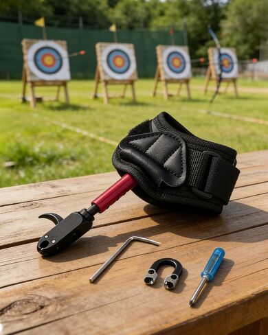 NOVASPARK Compound Bow Wrist Release Aid, Auto-Closing Dual-Caliper Trigger | 3 Length Settings, 360-Degree Swivel Head, Ambidextrous Fit, Padded Strap for Adults and Youth, Target Practice and Hunting in Saudi Arabia