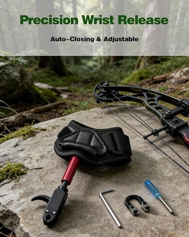 NOVASPARK Compound Bow Wrist Release Aid, Auto-Closing Dual-Caliper Trigger | 3 Length Settings, 360-Degree Swivel Head, Ambidextrous Fit, Padded Strap for Adults and Youth, Target Practice and Hunting in Saudi Arabia