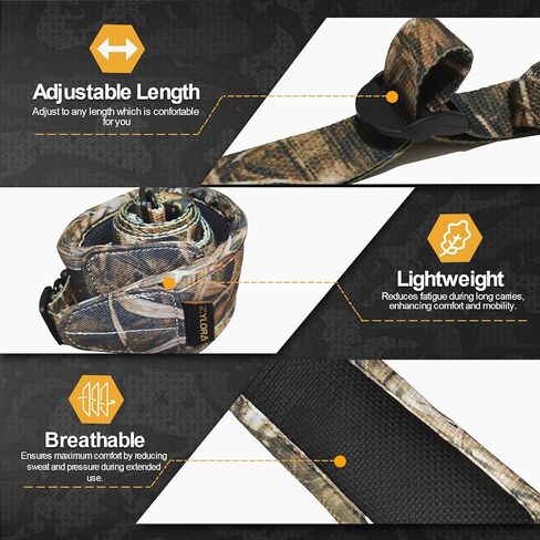 Zylora Crossbow Sling with Quick-Grab Handle, Non-Slip Padded Strap | Thumb hole for added control; Adjustable 2-point design up to 47 inches; Metal swivels; Fits most crossbows in Saudi Arabia