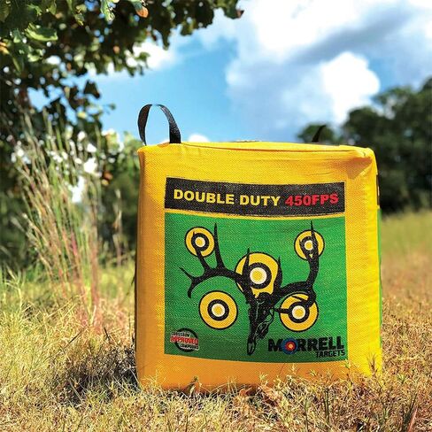 Morrell Double Duty 450 FPS Cube Field Point Archery Bag Target, Yellow | Portable Backyard Hunting Practice with Traditional Bullseyes, Nine-ball, Dartboard Game, and Deer Vitals in Saudi Arabia