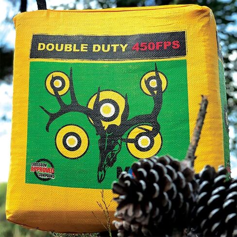 Morrell Double Duty 450 FPS Cube Field Point Archery Bag Target, Yellow | Portable Backyard Hunting Practice with Traditional Bullseyes, Nine-ball, Dartboard Game, and Deer Vitals in Saudi Arabia