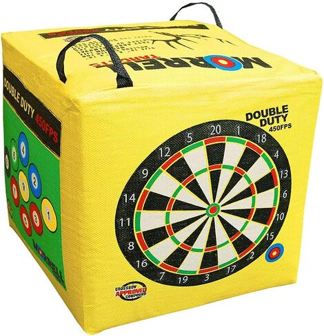 Morrell Double Duty 450 FPS Cube Field Point Archery Bag Target, Yellow | Portable Backyard Hunting Practice with Traditional Bullseyes, Nine-ball, Dartboard Game, and Deer Vitals in Saudi Arabia