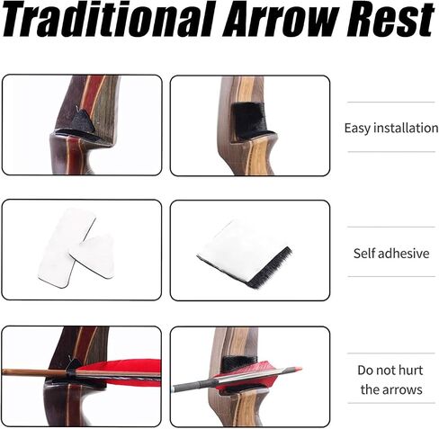 SPG Archery Hair Arrow Rest - 4 Packs All-Natural Fur Adhesive Shelf Rests Leather Plates Stick-ON Traditional Bow Rest for Longbow Recurve Bow Outdoor Hunting Shooting Practice in Kuwait