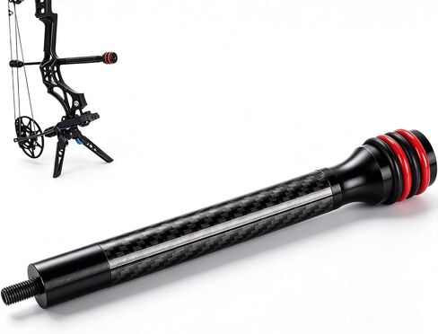 6"/8"/10"/12" Archery Bow Stabilizer Carbon Fiber Body | Aluminum damper module, vibration suppression, weighted stack, fits compound & recurve bows, hunting, target in Saudi Arabia