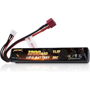 NASTIMA 11.1V 1200mAh LiPo Airsoft Battery Pack with Mini Tamiya | 3S 20C battery Pack for Airsoft Guns AK47 MP5K MP5 Scar M249 AUG AEG in Kuwait