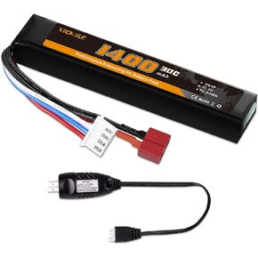 3S Airsoft Battery 30C 11.1V 1400mAh Dean-Style T Plug with 11.1V USB Charger Fit for Most Airsoft Model Guns Gel Water Bead Blaster in Saudi Arabia