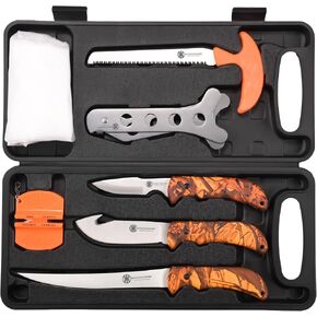 KNINE OUTDOORS Hunting Deer Knife Set Field Dressing Kit Portable Game Processor Set Red Maple Camo Handle, 8 Pieces | Red Maple Camo Handle in Saudi Arabia