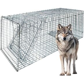 51.1"x17.4"x18.9" Large Foldable Humane Live Animal Trap Cage, Powder-Coated Alloy Steel Live Trap-Coyote Cage for Raccoon/Capybara/Bobcat/Fox/Dog/Armadillo/Opossum/Stray Cat/Rabbit-Zip Ties in Saudi Arabia
