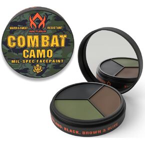 Arcturus 3-Color Camo Face Paint - Water & Sweat Resistant - Built-in Mirror for Easy Field Application | Sweat & Water Resistant with Built-In Mirror, 3 Classic Colors in a Compact Tin, For Hunting, Airsoft and Tactical Use in Saudi Arabia