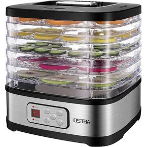 OSTBA Food Dehydrator, 5 Trays, 240W Dryer for Jerky, Fruit & Snacks | BPA-Free Trays | 95-158℉ Temp | 72H Timer | 360° Airflow | Dishwasher Safe | Low Noise | ETL Certified | Recipe Included in Saudi Arabia