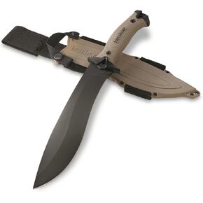 Kershaw Camp 10 Machete, Tan, 10 Inch Fixed Recurve Blade | 65Mn Carbon Tool Steel, Full-Tang Blade, Includes Sheath and Straps, Machete for Yard Work, Camping, Outdoors, Bushcraft in Saudi Arabia