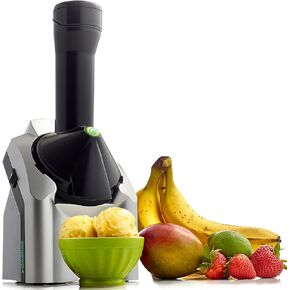 Yonanas Classic Frozen Fruit Soft Serve Maker for Healthy Vegan and Dairy-Free Treats, 200W Silver Machine with 36 Recipes, BPA Free, Easy to Clean, Quick and Simple to Use in Saudi Arabia