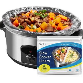 Syntus Slow Cooker Liner, 20 Pcs 13"x 21" Large Size Fit 3-8 QT Pots | Disposable, Thick Cooking Bags, BPA-Free, 100% Leak-Proof, Heat-Resistant Up to 400°F, for Round Oval Rectangular Pots in Saudi Arabia