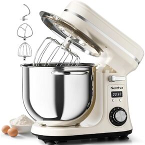Neretva Super Stable Stand Mixer with Low Noise Operation, 6.34 QT Capacity | Powerful DC Motor Household Stand Mixer, Easy Clean, Package Including Stainless Steel Bowl/ Whisk/ Flat Beater/ Dough Hook in Saudi Arabia