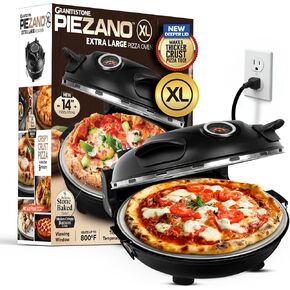 PIEZANO 12" Electric Pizza Oven Indoor Countertop Pizza Maker | Heats to 800˚F, Ceramic Stone for Crispy Crust Pizza, Cooks in Under 6 Minutes, Dual Heat Controls, Peels & Scraper Included in Saudi Arabia