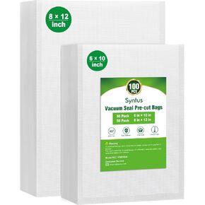 Syntus 150 Pcs Vacuum Sealer Bags for Food, 8x12+11x16+6x10, BPA Free | Precut Bags, 50 Quart + 50 Gallon + 50 Pint, Sous Vide Microwave Freezer Safe, Food Vacuum Storage, For All Vacuum Sealers in Saudi Arabia