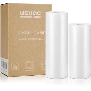Wevac Vacuum Sealer Bags for Food 11x50 2 Rolls, Fit Food Saver Machines | Sous vide, Freezer Safe, BPA-free, Commercial Grade, Heavy Duty Vacuum Sael Bags for All Sealer Machines, Meal Prep Meat Fish in Saudi Arabia