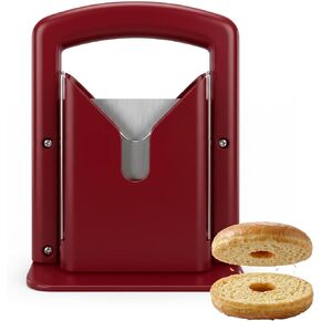 Bagel Slicer, Stainless Steel Kitchen Guillotine Cutter with Safe Grip and Safety Shield for Bagels, Breads, Muffins, Buns, Rolls - Fast, Easy And Safe, White (white) in Saudi Arabia