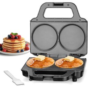 SugarWhisk Double Mini Pancakes Maker Machine, Arepa Maker, Electric Pancake Maker Griddle, Ideal for Pancakes, Cookies, Eggs, Arepas & Breakfast Sandwiches, White, 4 Inch in Saudi Arabia