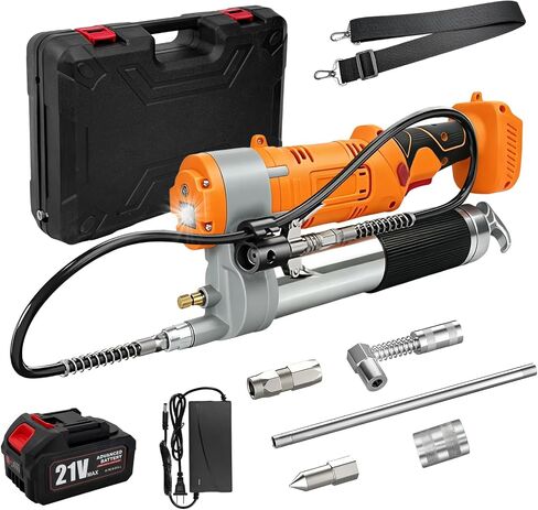 Electric Grease Gun, Cordless Grease Gun with 20V Battery & Charger, 12000PSI Max Grease Gun Kit, Dual Pistol & in-Line Grip,39" Hose & 4 Couplers,LED Light, for Tractor,Truck & Equipment Maintenance in Saudi Arabia