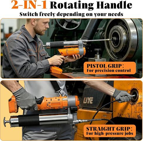 Electric Grease Gun, Cordless Grease Gun with 20V Battery & Charger, 12000PSI Max Grease Gun Kit, Dual Pistol & in-Line Grip,39" Hose & 4 Couplers,LED Light, for Tractor,Truck & Equipment Maintenance in Saudi Arabia