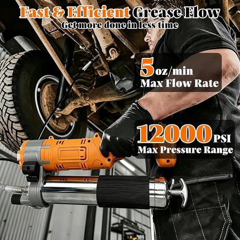 Electric Grease Gun, Cordless Grease Gun with 20V Battery & Charger, 12000PSI Max Grease Gun Kit, Dual Pistol & in-Line Grip,39" Hose & 4 Couplers,LED Light, for Tractor,Truck & Equipment Maintenance in Saudi Arabia
