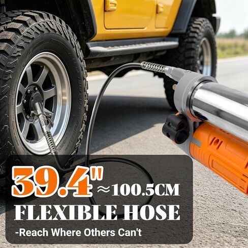 Electric Grease Gun, Cordless Grease Gun with 20V Battery & Charger, 12000PSI Max Grease Gun Kit, Dual Pistol & in-Line Grip,39" Hose & 4 Couplers,LED Light, for Tractor,Truck & Equipment Maintenance in Saudi Arabia