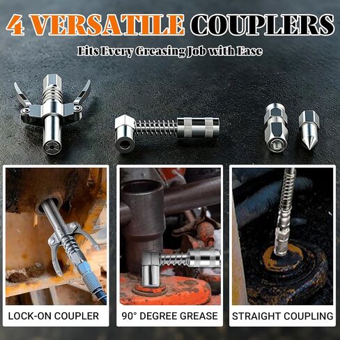 Electric Grease Gun, Cordless Grease Gun with 20V Battery & Charger, 12000PSI Max Grease Gun Kit, Dual Pistol & in-Line Grip,39" Hose & 4 Couplers,LED Light, for Tractor,Truck & Equipment Maintenance in Saudi Arabia