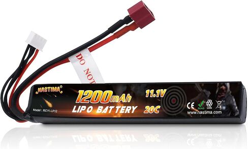 NASTIMA 11.1V 1200mAh LiPo Airsoft Battery Pack with Mini Tamiya | 3S 20C battery Pack for Airsoft Guns AK47 MP5K MP5 Scar M249 AUG AEG in Kuwait