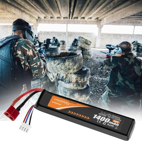 Airsoft Battery 11.1V 1400mAh 30C LiPo with T Plug to Mini Tamiya Cable | Crazepony Hobby Rechargeable Lipo Battery for Airsoft Model in Kuwait