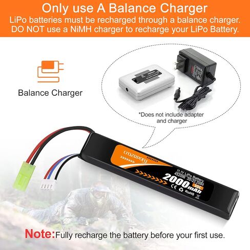 11.1V Airsoft Battery 3S LiPo Battery 2000mAh with Mini Tamiya Connector | Crazepony Rechargeable Airsoft Battery 30C with JST XH Connector for Model Airsoft Rifle in Kuwait