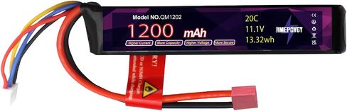 3S Lipo Airsoft Battery 11.1V 1200mAh 20C Rechargeable Lithium Polymer Battery Pack with T Plug for Airsoft Guns Rifle - 2096 in Kuwait