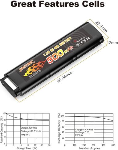 NASTIMA 2/3N 6S 7.2V 500mAh Ni-MH Airsoft Battery for CM030 CM121 | for CM122, GF13, Marui 18C, P8, M93R AEP AEG M81, M84 & TM AEP Airsoft Guns Toy in Kuwait