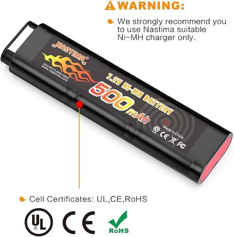 NASTIMA 2/3N 6S 7.2V 500mAh Ni-MH Airsoft Battery for CM030 CM121 | for CM122, GF13, Marui 18C, P8, M93R AEP AEG M81, M84 & TM AEP Airsoft Guns Toy in Kuwait