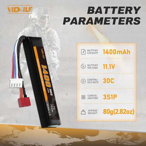 3S Airsoft Battery 30C 11.1V 1400mAh Dean-Style T Plug with 11.1V USB Charger Fit for Most Airsoft Model Guns Gel Water Bead Blaster in Saudi Arabia