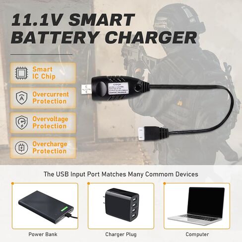 3S Airsoft Battery 30C 11.1V 1400mAh Dean-Style T Plug with 11.1V USB Charger Fit for Most Airsoft Model Guns Gel Water Bead Blaster in Saudi Arabia