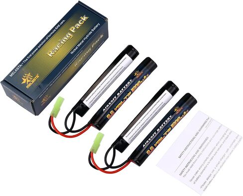 بطارية Melasta 9.6V 1600mAh Nunchuck NiMH 2-Pack لبنادق Airsoft | متوافق مع ميني تاميا. يناسب M4، G36، M110، SR25، M249، M240B، M14، RPK، PKM، L85، AUG، G3. قابلة للشحن ذات قدرة عالية. in Kuwait