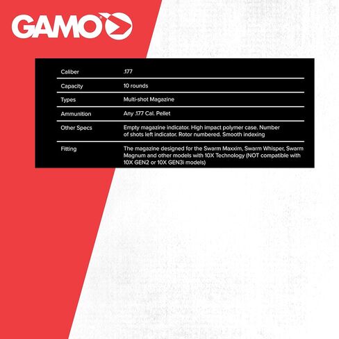 مجلة Gamo Swarm Quick-Shot - .177 كال - متعدد اللقطات | مؤشر اللقطة اليسرى - مؤشر اللقطة الفارغة - قاعدة بوليمر عالية التأثير in Kuwait